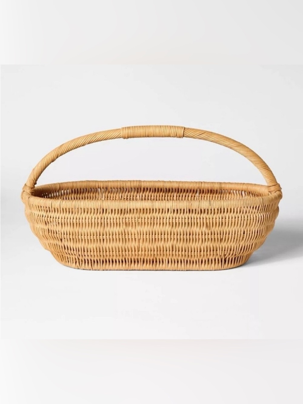 Studio McGee Long Oval Rattan Decorative Basket Threshold